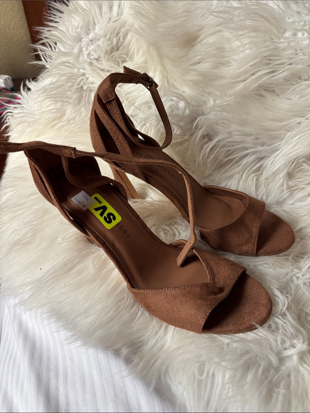 Chinese Laundry Brown Suede Open-Toe Ankle-Strap Heels Size 9